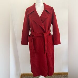 Gentle Herd, Notched Collar Wool Cashmere Coat Red